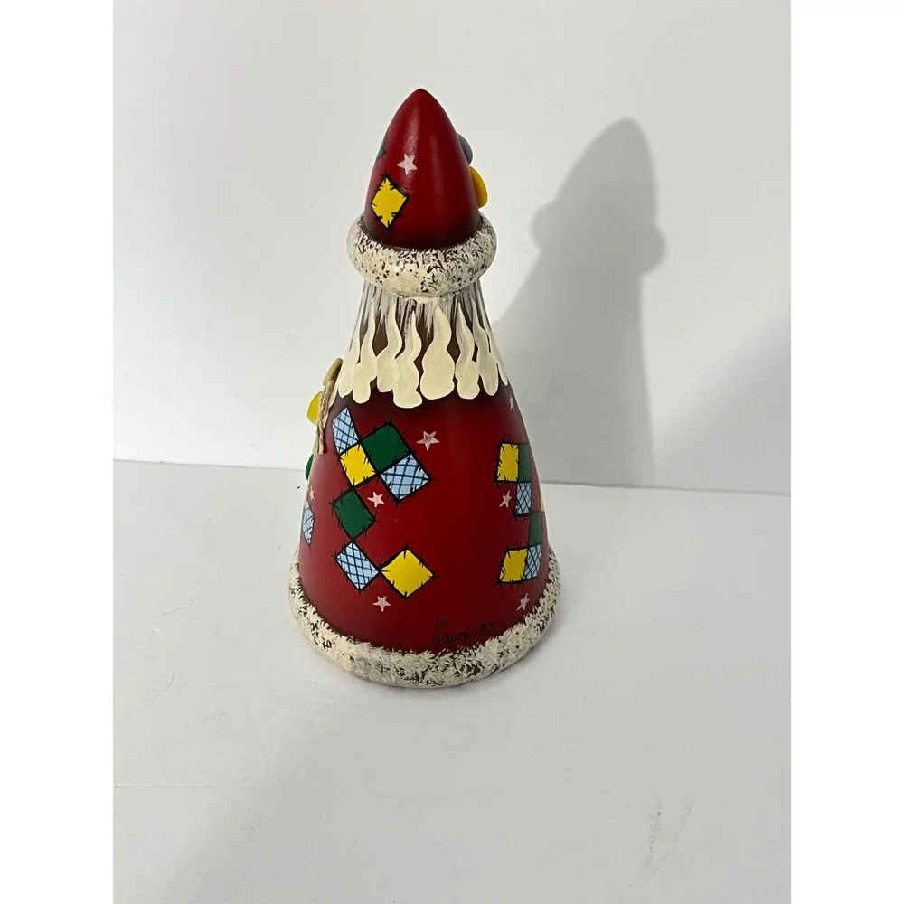 Dawn Hand Painted Santa Figurine‎ Red Vintage 1993 Folk Art Patchwork